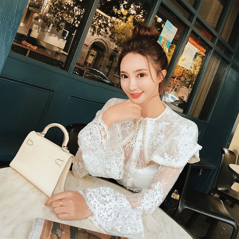 New Pearls Beading Sleeve Shirt