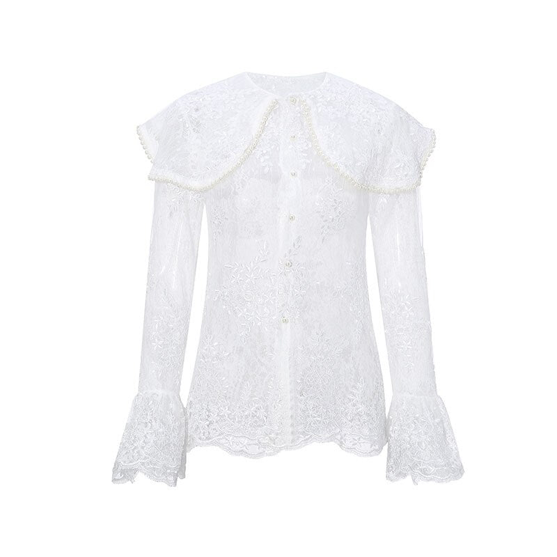 New Pearls Beading Sleeve Shirt