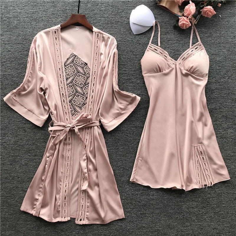 Ice Silk Long Sleeve Sleepwear