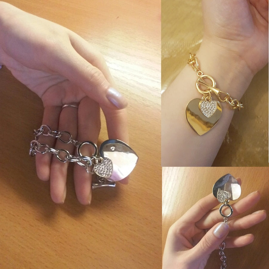 Women Gold Love Heart Bracelets