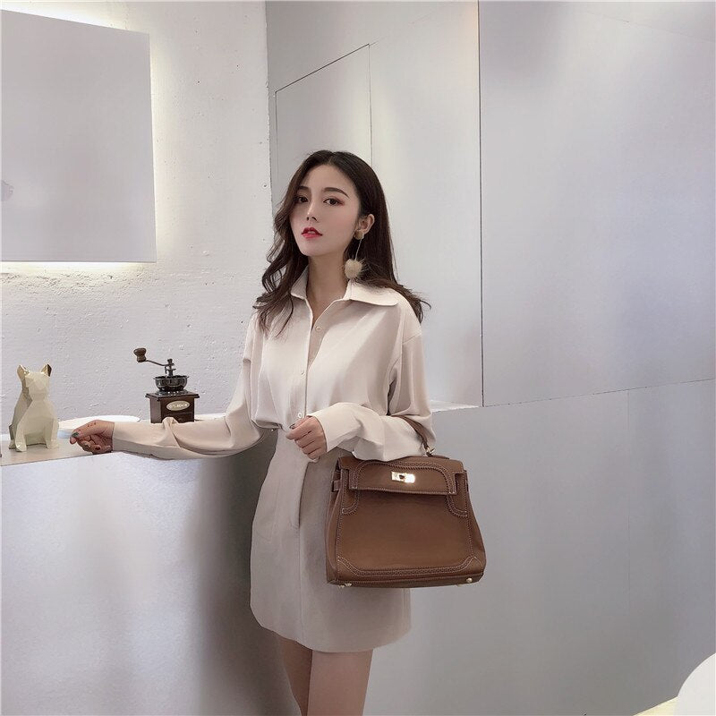 Women Solid Color Brief Fashion OL Blouse
