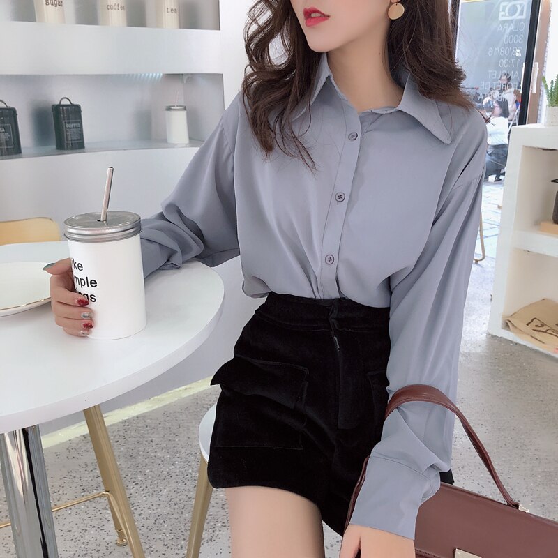 Women Solid Color Brief Fashion OL Blouse