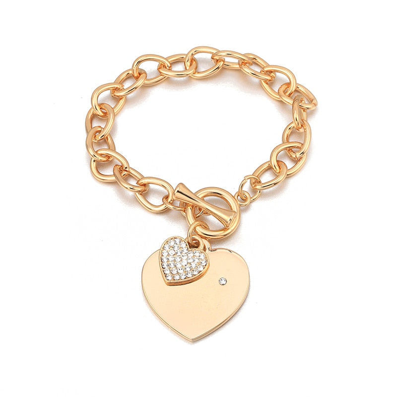 Women Gold Love Heart Bracelets