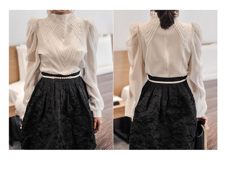 Women Collar Puff Sleeve Shirts