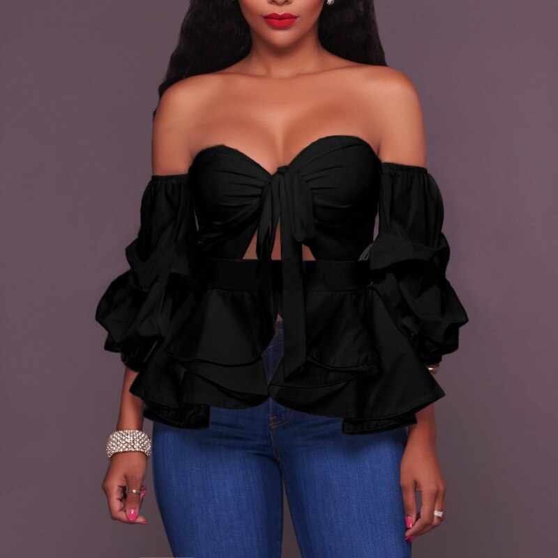 Women  Blouse Ruffles Summer Top