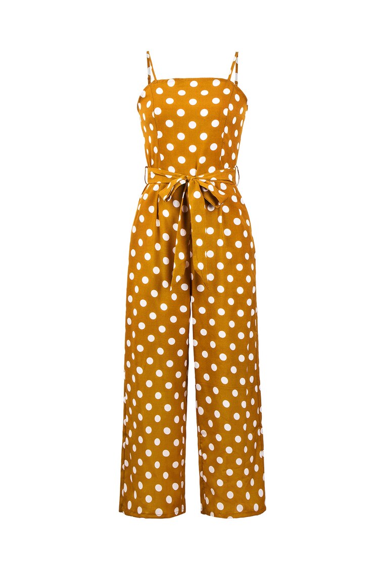 Women Spaghetti Strap Polka Dots Jumpsuit