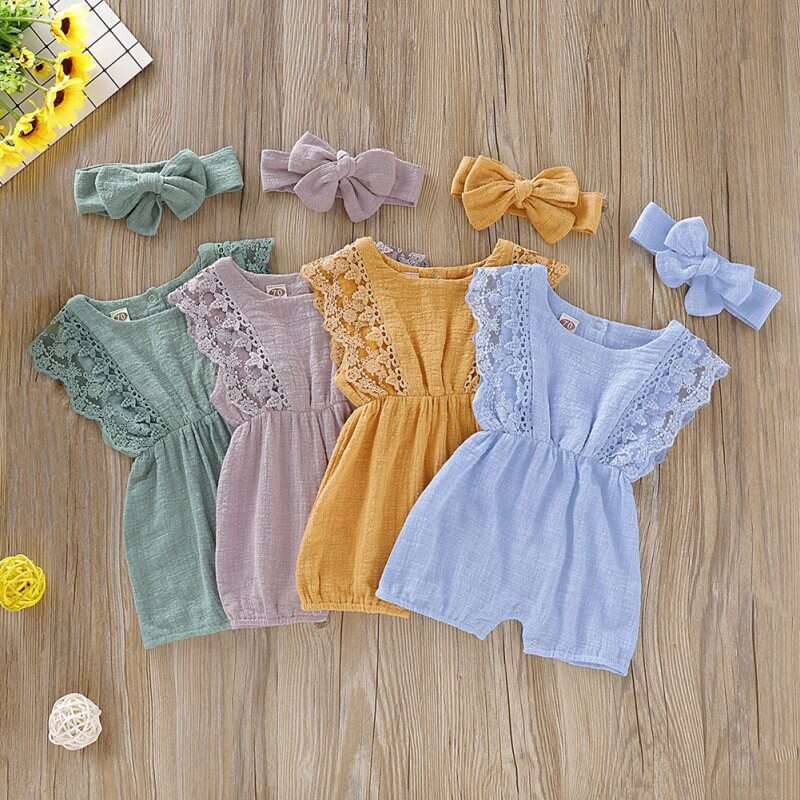 Summer Newborn Girls Rompers Set