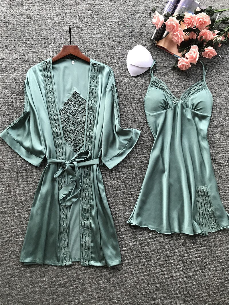 Ice Silk Long Sleeve Sleepwear