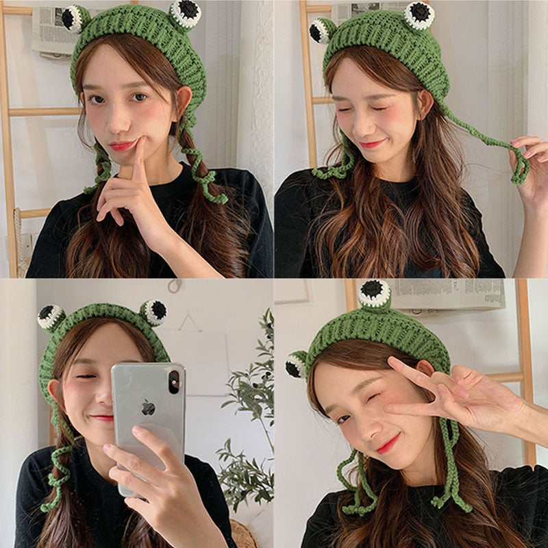 Winter Skullies Cute Women Frog Hat