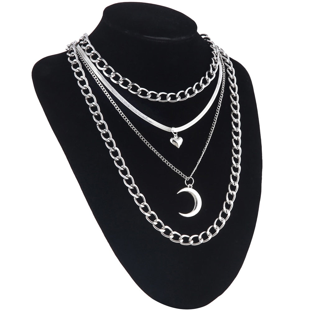 Layer Moon Pendant Necklace