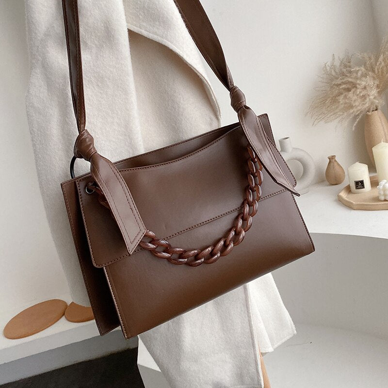 Women's Branded Winter Leather Crossbody Bag