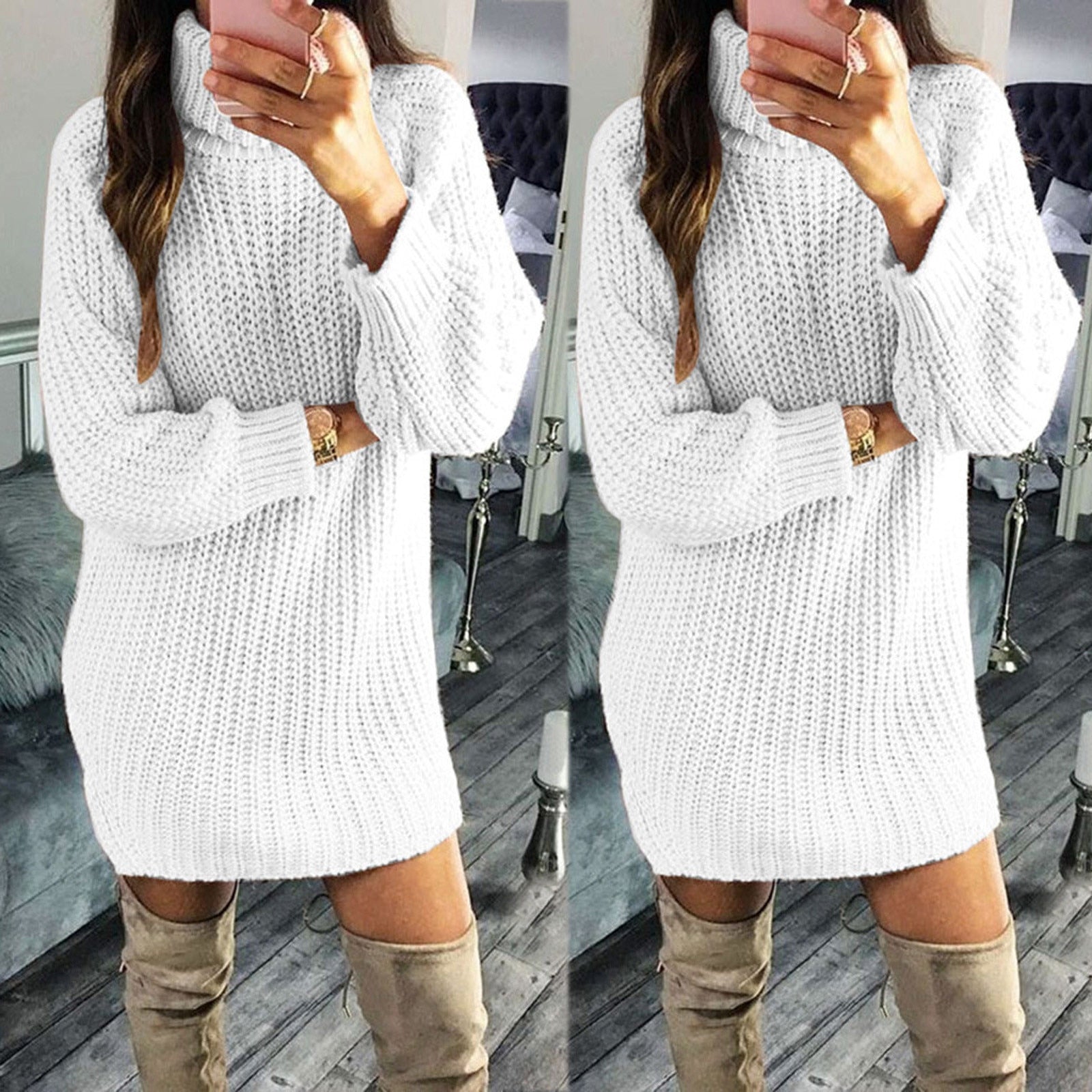 Women Sleeve Sweater Dress