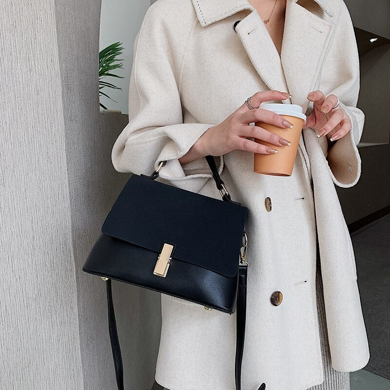 Suede Leather Black Crossbody Bag