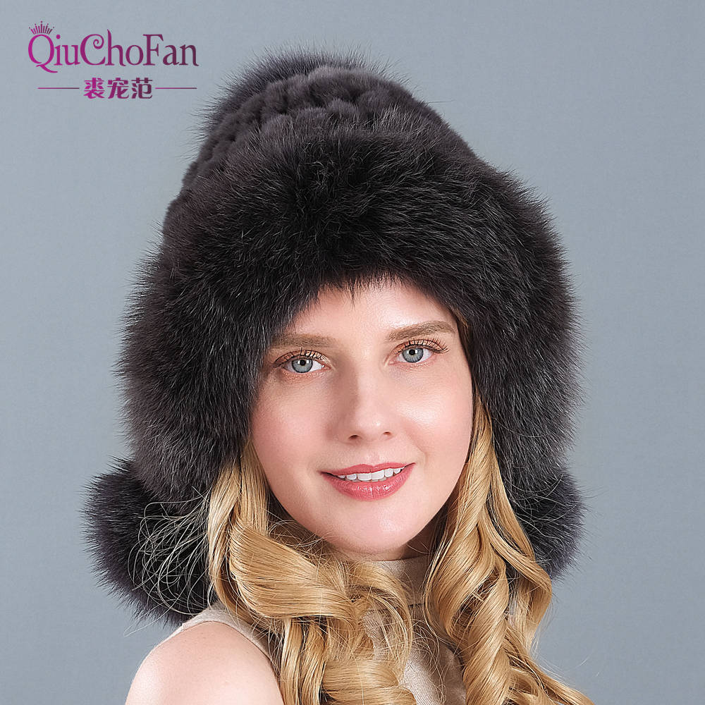 Knitted Real Fur Beanies Hats