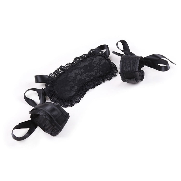 Sexy Black Lace Eye Mask Handcuffs Bracelet