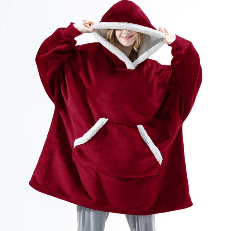 Winter Hoodie Blanket Women Long Sweatshirt