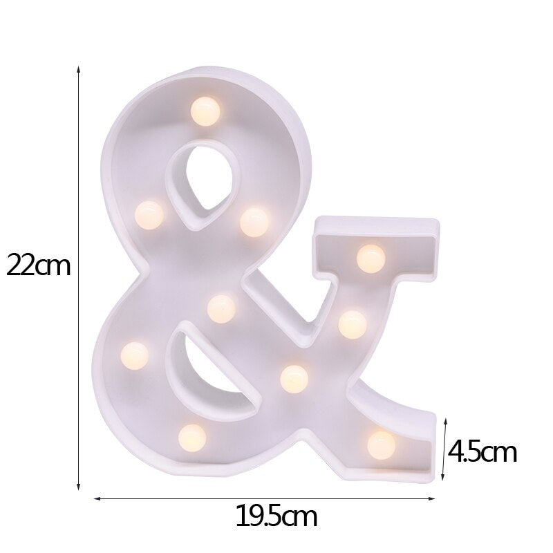 White Letter & Number LED Night Light