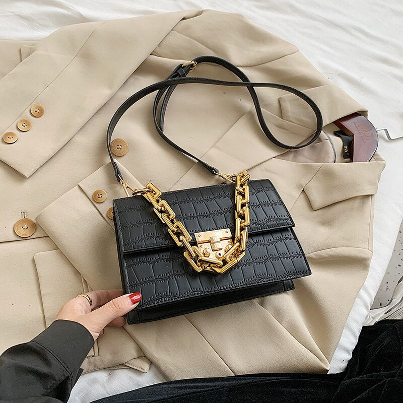 Thick Chain Small PU Leather Flap Bags