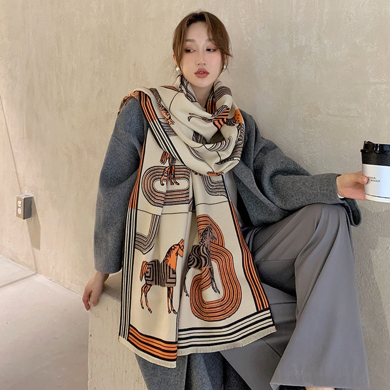 Women Luxury Cashmere Scarf Winter