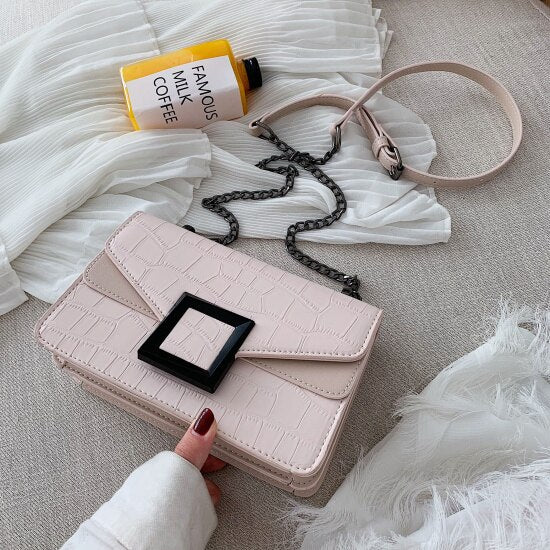 Stone Pattern Leather Crossbody Bags