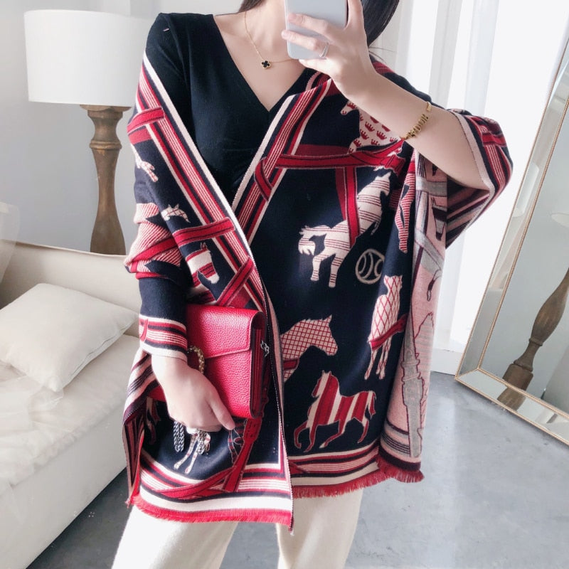 Women Luxury Cashmere Scarf Winter