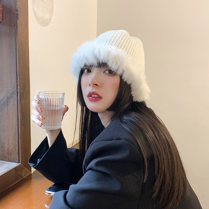 New Solid color Real Rex Rabbit Hair cap