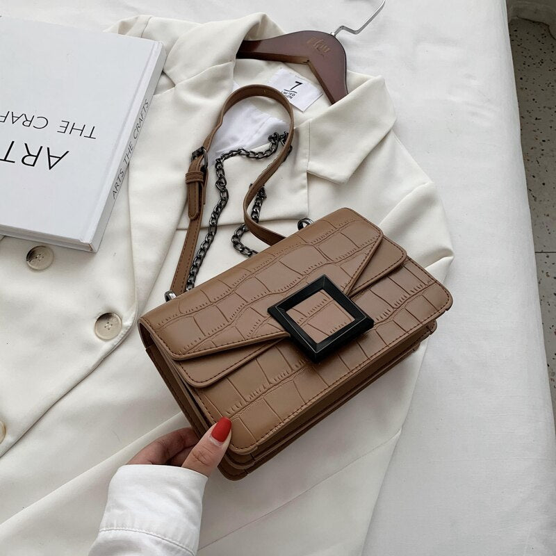 Stone Pattern Leather Crossbody Bags