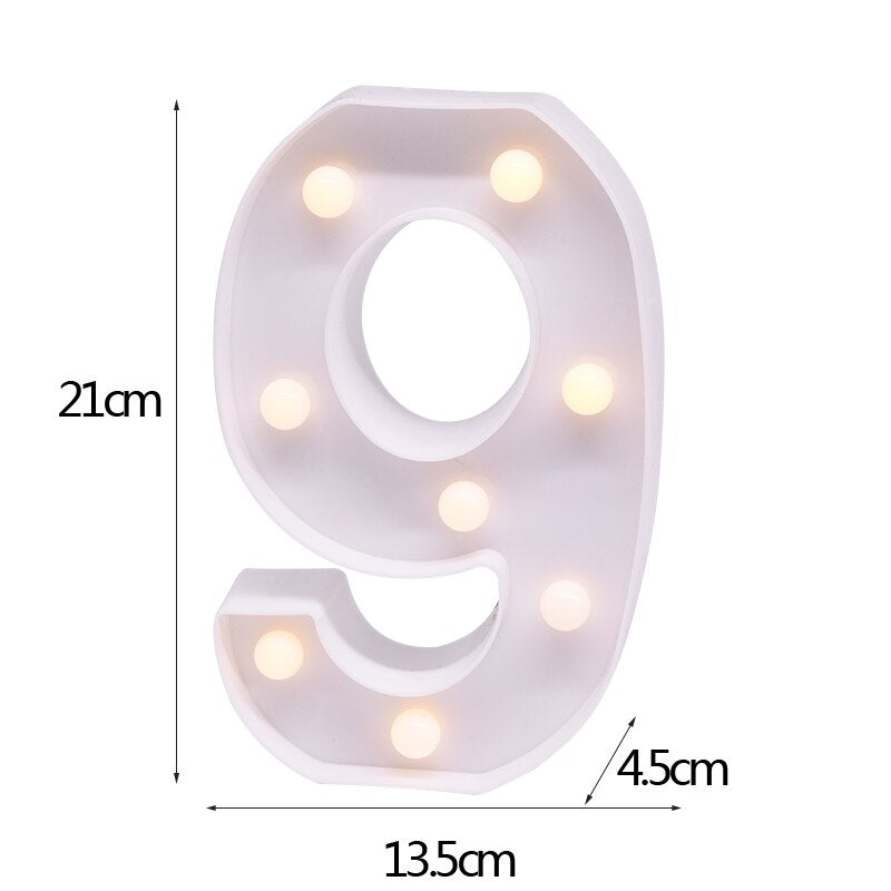 White Letter & Number LED Night Light