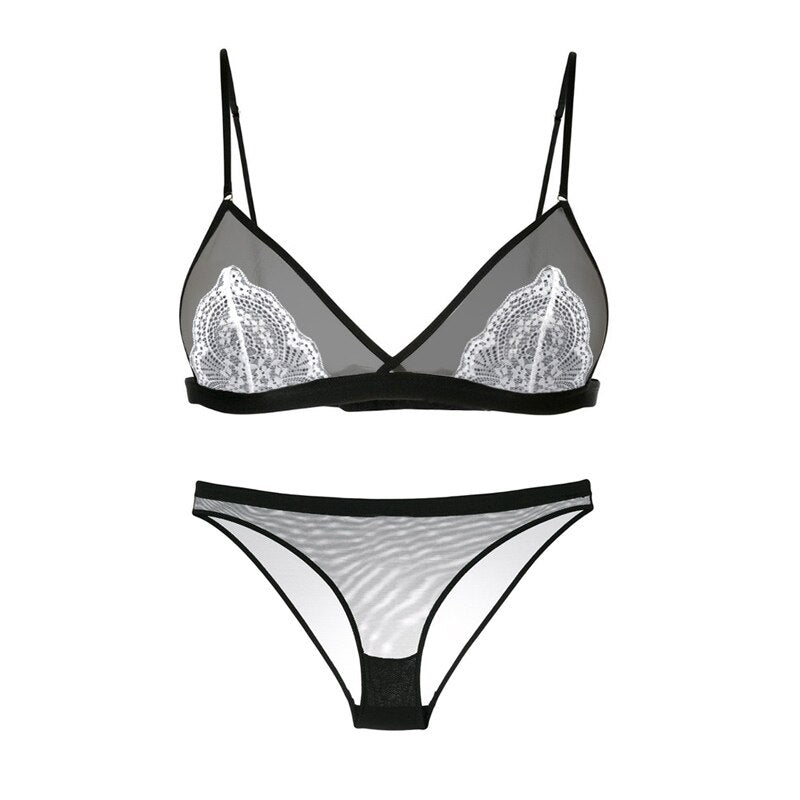 Sexy Bra Set Wire Free Transparent  Lingerie