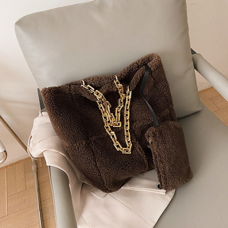 Plush Chain Handbag for Women