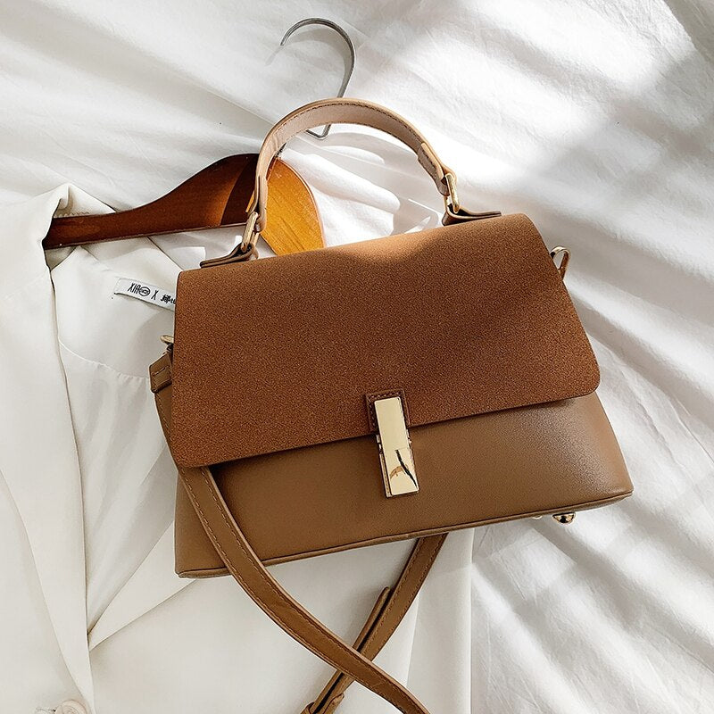 Suede Leather Black Crossbody Bag