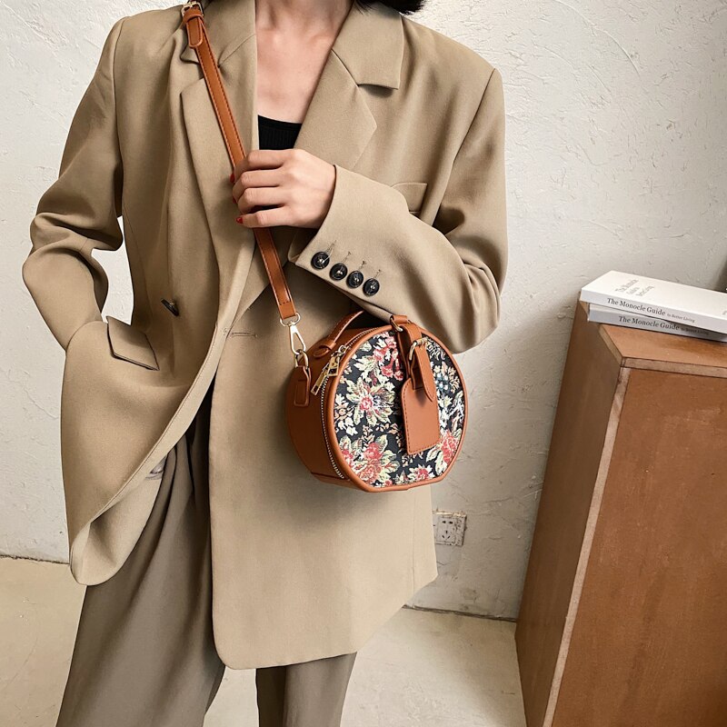 Round Small PU Leather Crossbody Bags