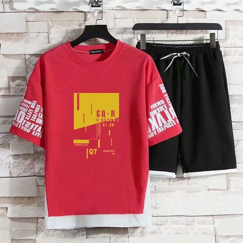 New Men's T-shirt Set Fashion Hip Hop Streetwear