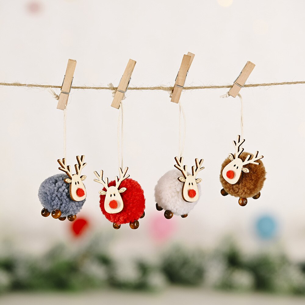 Wooden Elk Christmas Decoration Tree Cute Hanging Decor