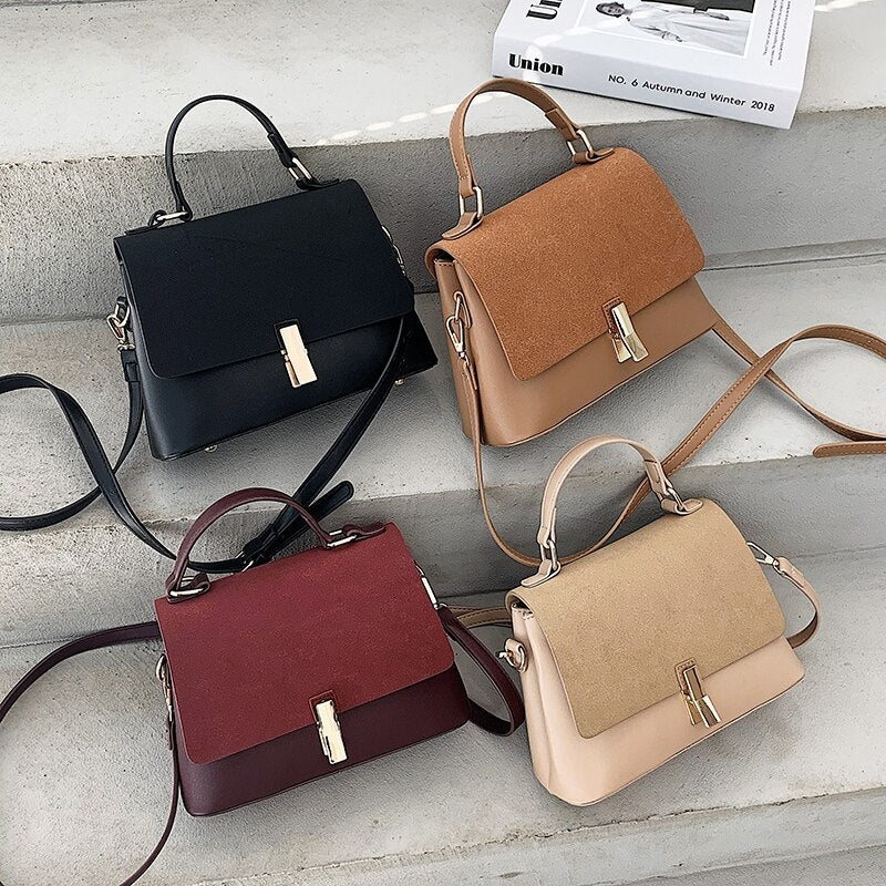 Suede Leather Black Crossbody Bag