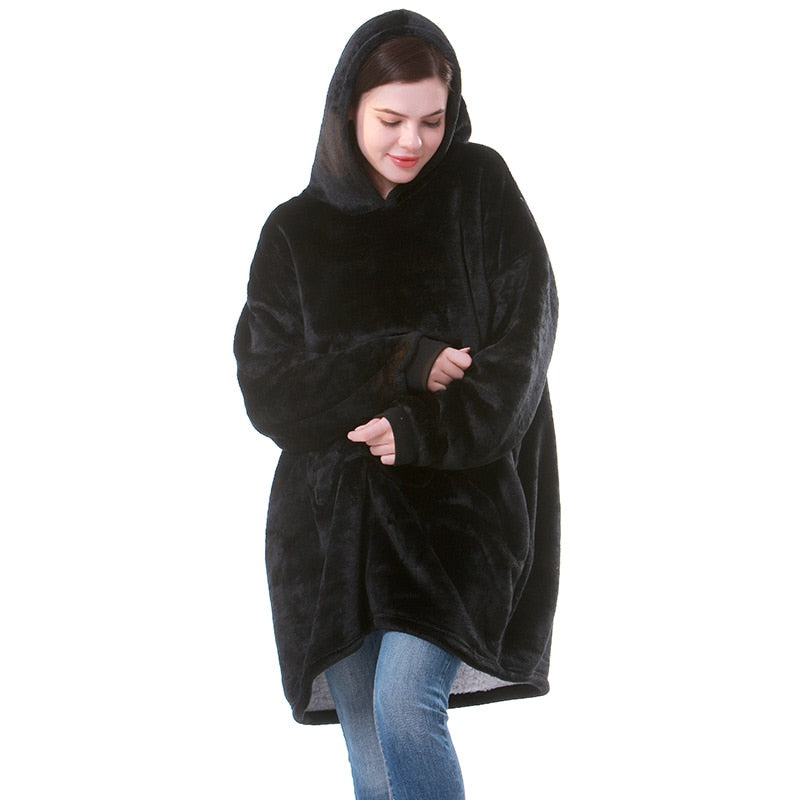 Winter Hoodie Blanket Women Long Sweatshirt