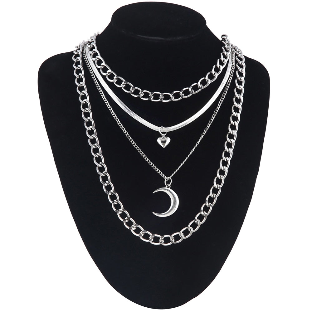 Layer Moon Pendant Necklace