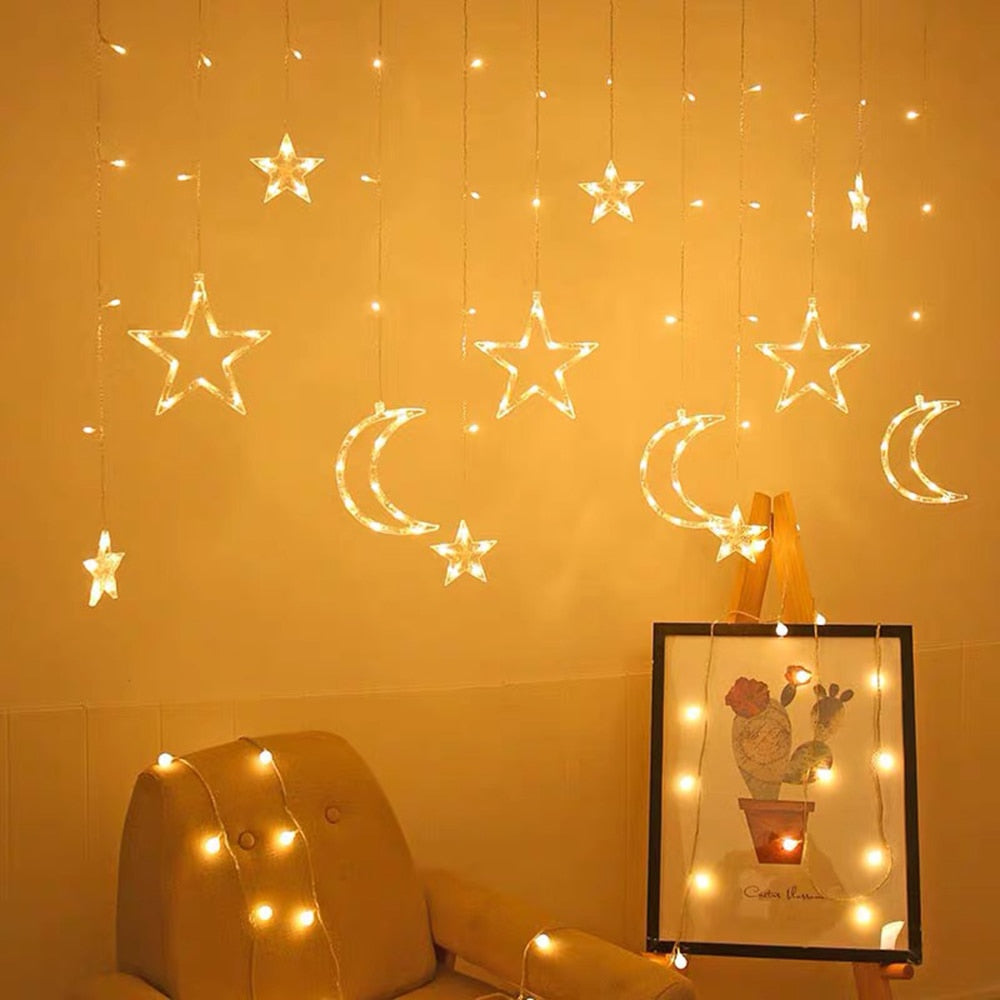 LED Star Moon Curtain Light
