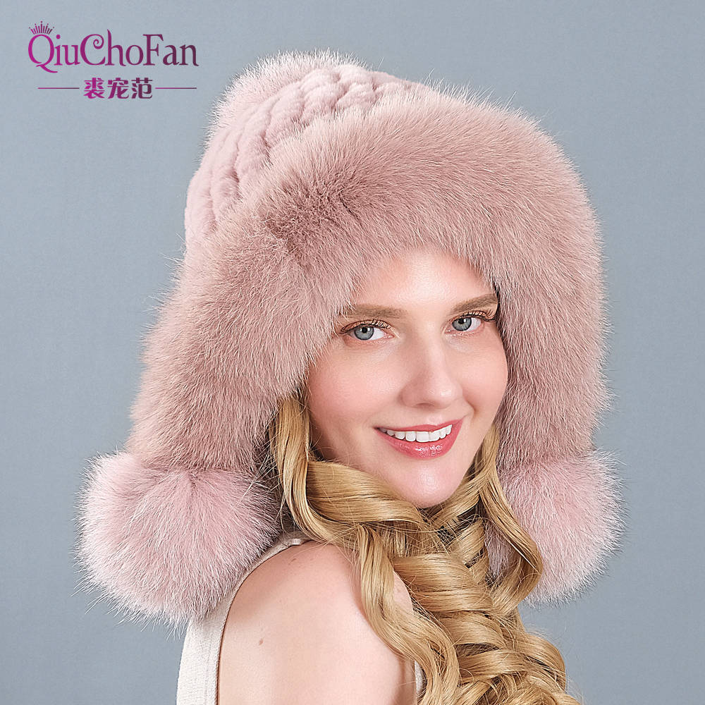 Knitted Real Fur Beanies Hats