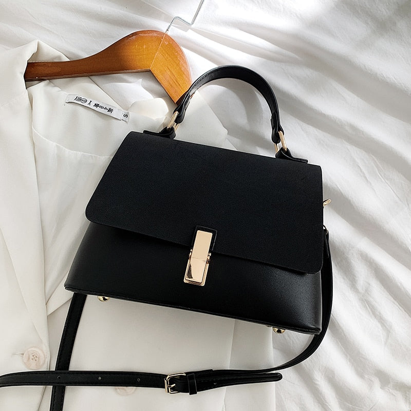 Suede Leather Black Crossbody Bag