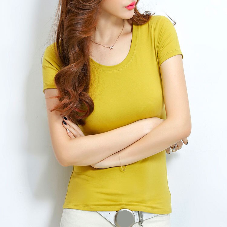 New Summer Women Color Round Collar Tops