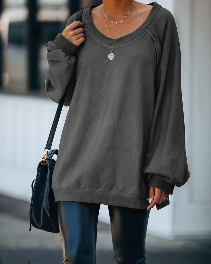 Women Autumn Spring Fashion Round Neck Hoodie Sweatshirt