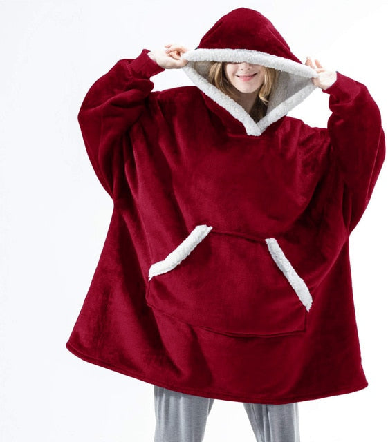 Winter Hoodie Blanket Women Long Sweatshirt