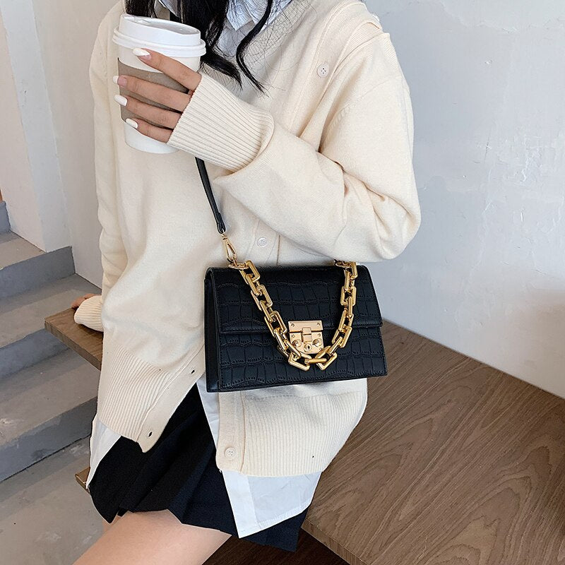 Thick Chain Small PU Leather Flap Bags