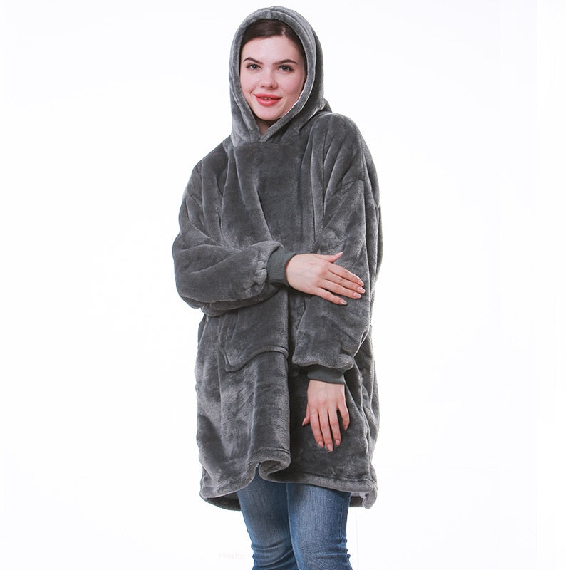 Winter Hoodie Blanket Women Long Sweatshirt