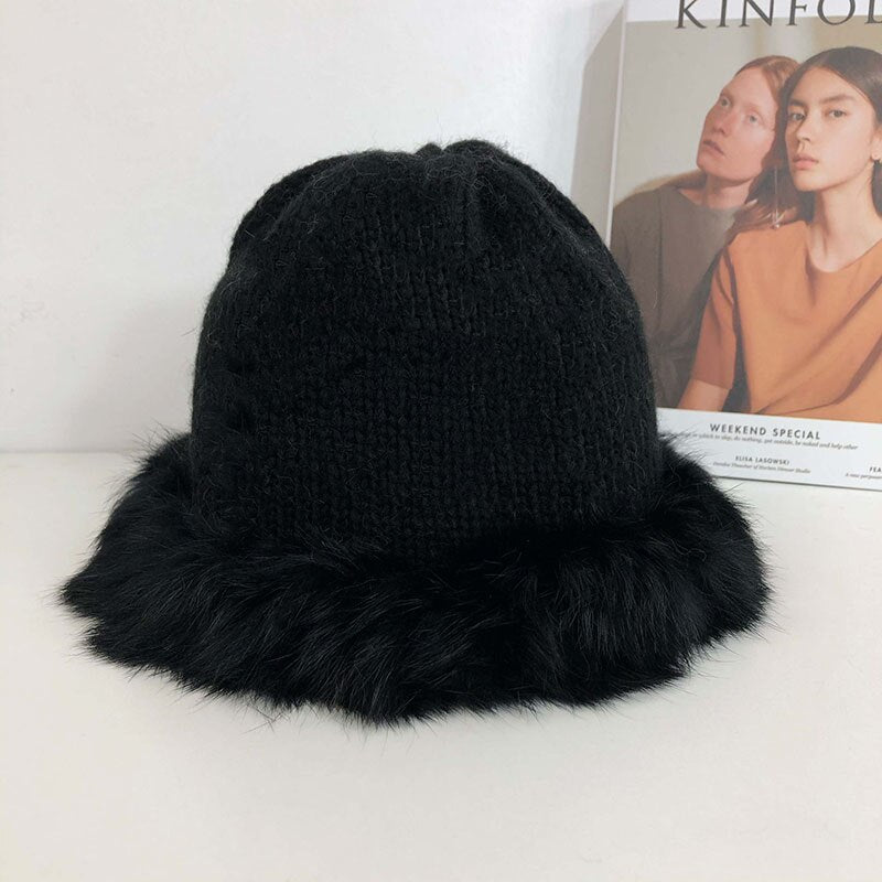 New Solid color Real Rex Rabbit Hair cap
