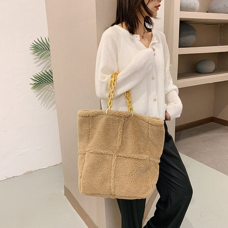 Plush Chain Handbag for Women