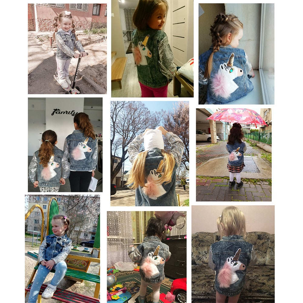 Unicorn jean Jacket for Girls Children