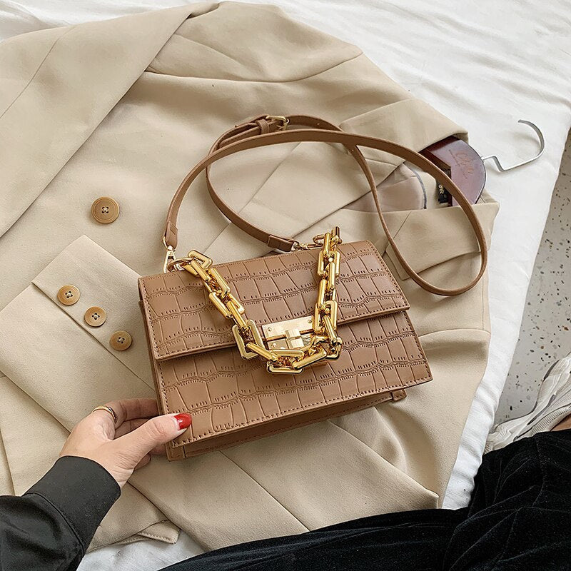 Thick Chain Small PU Leather Flap Bags