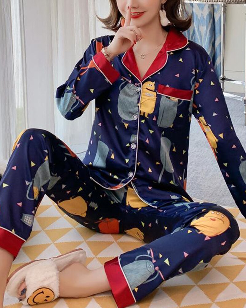 Women Satin Two-Piece Pajama